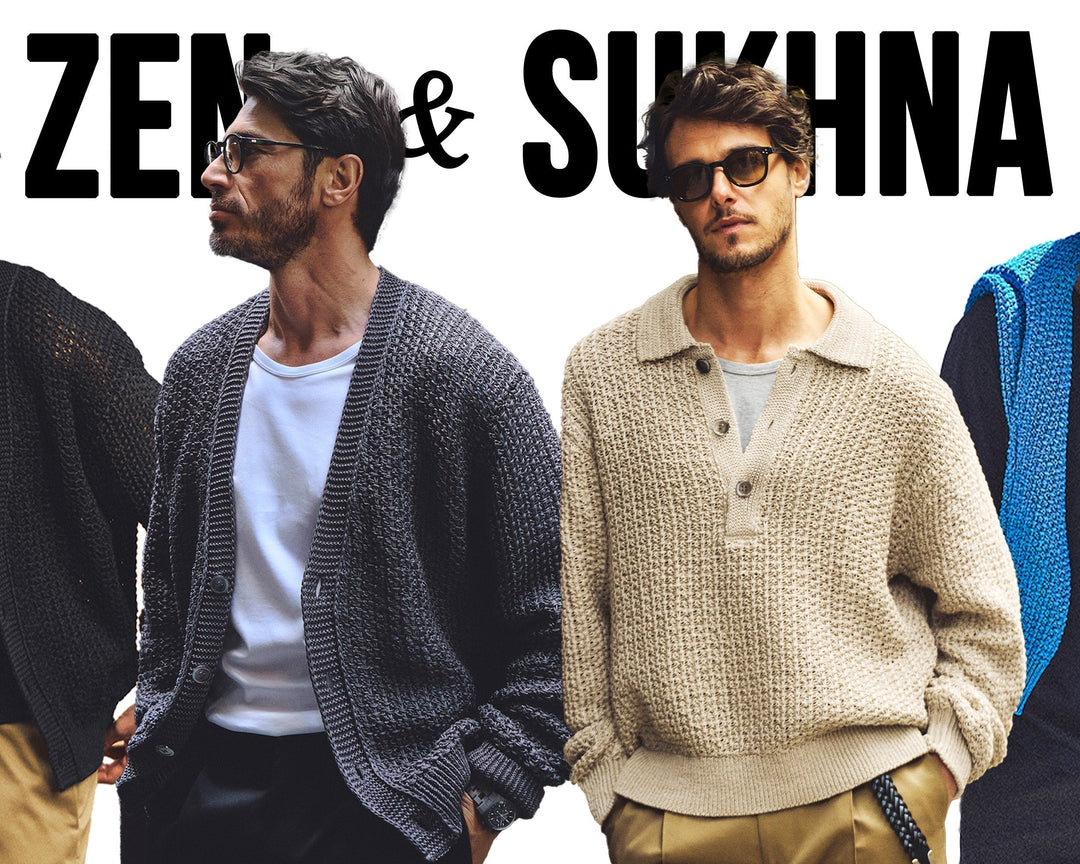 ザク編みニットZEN & SUKHNAの着こなし事例