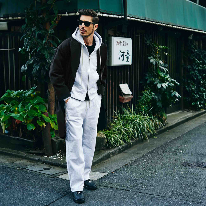 ロングチェスターコート「SHANKS TOKYO(シャンクス トーキョー)」ブラック　着用モデル