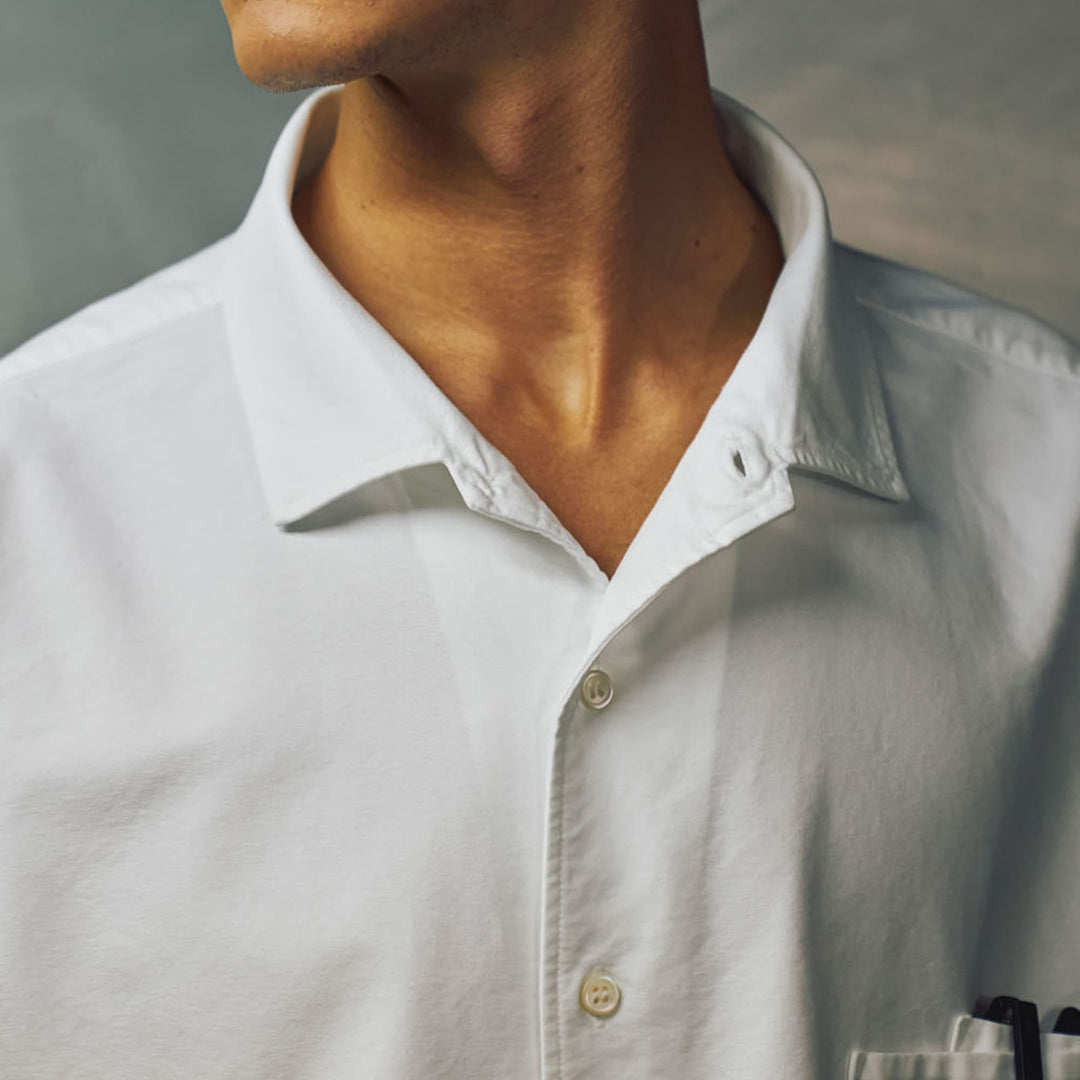 デュアルフェイスシャツ「BARON」ホワイト　着用ディテール
