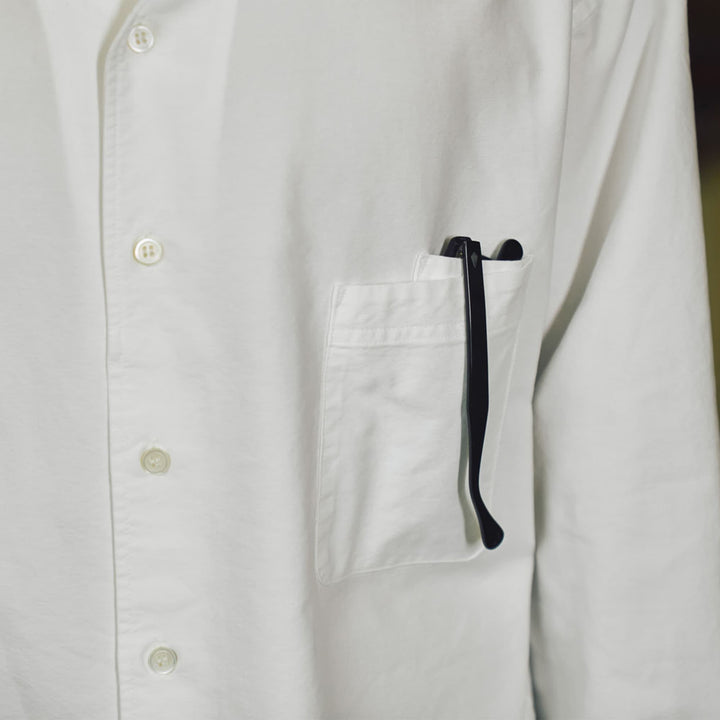 デュアルフェイスシャツ「BARON」ホワイト　着用ディテール