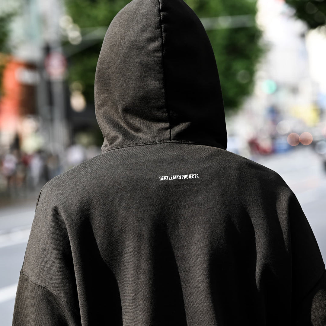 W染め短丈BIGフーディ「Gary Noir(ゲイリー ノアール)」