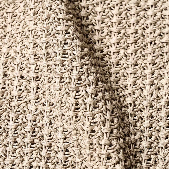 ザク編みニットポロシャツ「SUKHNA(スクナ)」ベージュ　生地寄り　ディテール