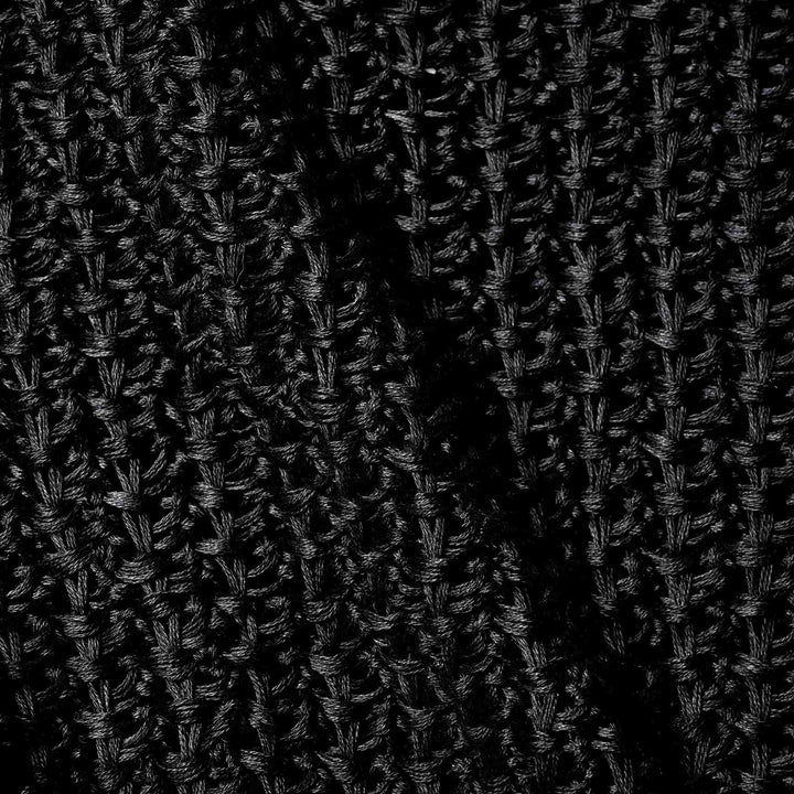 ザク編みニットポロシャツ「SUKHNA(スクナ)」ブラック　生地ディテール