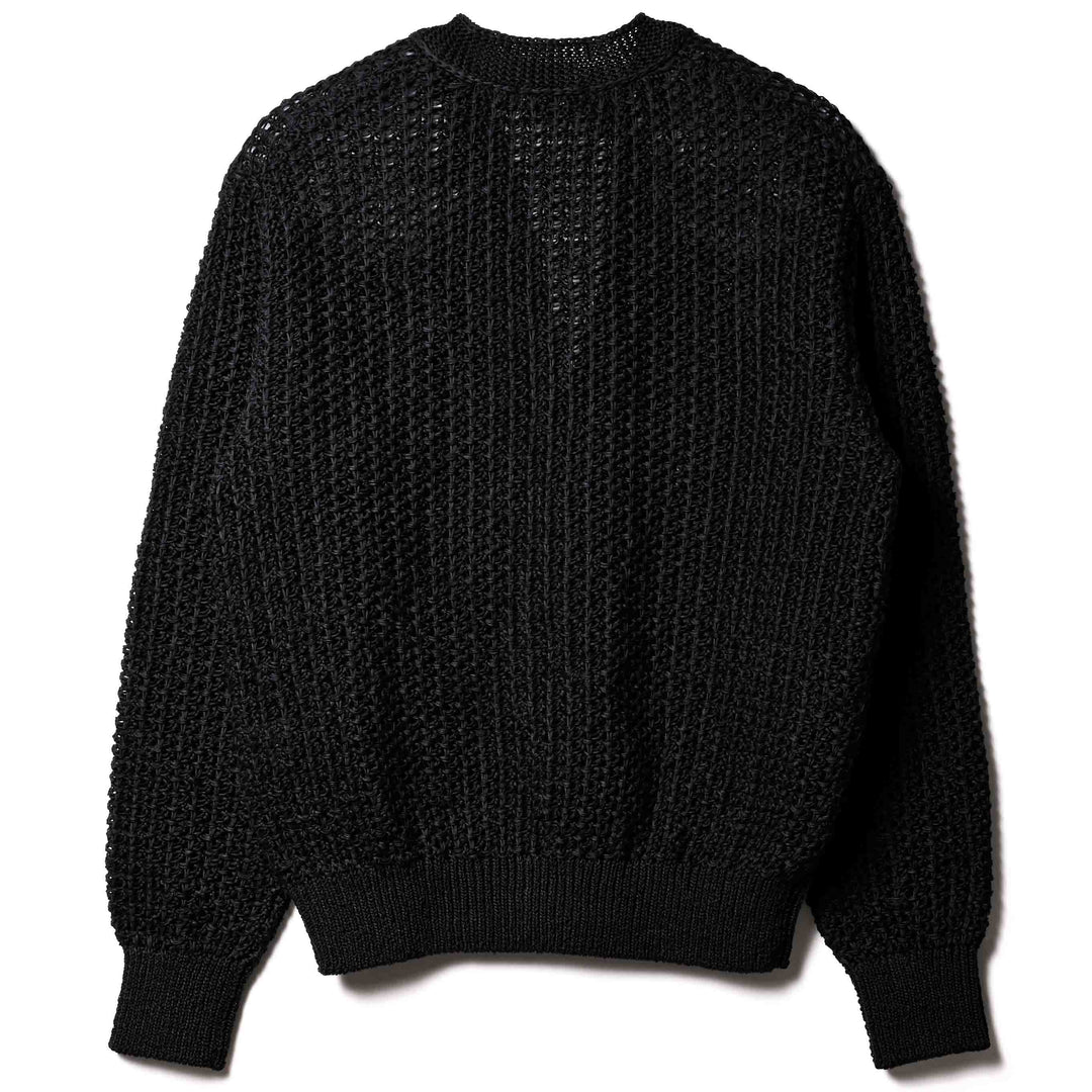 ザク編みカーディガン「ZEN(ゼン)」ブラック　バック　物カット