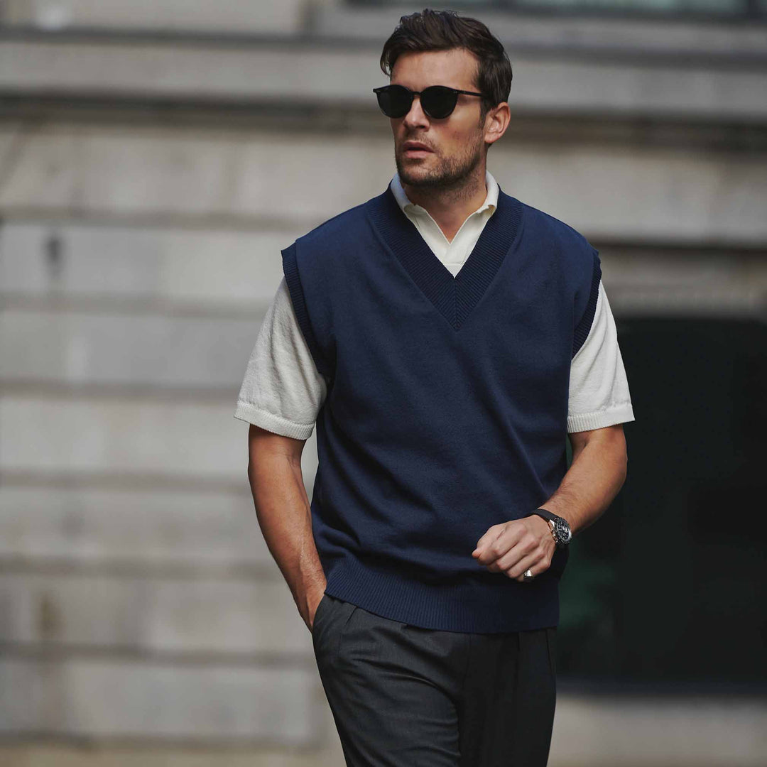 和紙コットンニットベスト「WILLY(ウィリー)」着用モデル